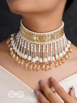 Anshumali- The Sunny Sky- Stones, Pearls and Glass Beads Embroidered Choker Necklace 