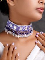 Abhramaya- The Cloudy Sky- Stones and Glass Beads Embroidered Choker Necklace 