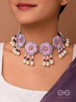 Tevana- The Pleasure Garden- Resham, Stones and Pearls Embroidered Choker Necklace 