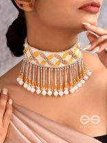 Ajathya- The Yellow Jasmine- Stones and Glass Beads Embroidered Choker Necklace