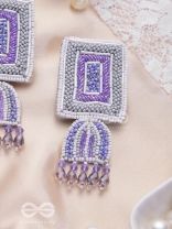 Haarya- The Beautiful Bell- Beads and Glass Drops Embroidered Earrings