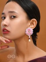 Manika- The Beautiful Flower- Resham and Pearl Drops Embroidered Earrings 
