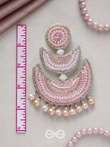Sitasva- Dazzling Moons- Swaroski, Pearls and Sequins Embroidered Earrings (Coral Pink)