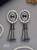 Mukuraya- The Tinged Mirror- Pearls, Stones and Glass Beads Embroidered Earrings