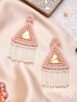 Akshkarna- The Exquisite Triangle- Pearls and Stones Embroidered Earrings