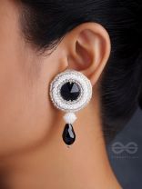 Kairavi- The Moonlight- Stones and Glass Drops Embroidered Earrings