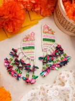 Unmish- The Budding Blossoms- Pearls and Sequins Embroidered Earrings