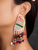 Unmish- The Budding Blossoms- Pearls and Sequins Embroidered Earrings