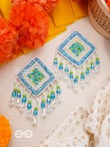 Vimita- The Splendid Square- Pearls and Sequins Embroidered Earrings
