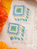 Vimita- The Splendid Square- Pearls and Sequins Embroidered Earrings
