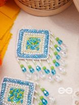 Vimita- The Splendid Square- Pearls and Sequins Embroidered Earrings