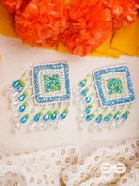 Vimita- The Splendid Square- Pearls and Sequins Embroidered Earrings