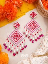 Odrakhya- The China Rose- Pearls, Stones and Sequins Embroidered Earrings