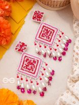 Odrakhya- The China Rose- Pearls, Stones and Sequins Embroidered Earrings