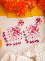 Odrakhya- The China Rose- Pearls, Stones and Sequins Embroidered Earrings