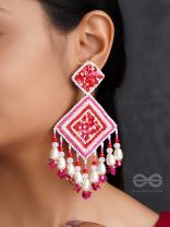 Odrakhya- The China Rose- Pearls, Stones and Sequins Embroidered Earrings