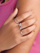 Moons n Butterfly- Set of 4 Silver Rings