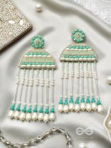 Kamsya- The Beautiful Bell- Swarovski, Pearls and Glass Beads Embroidered Earrings