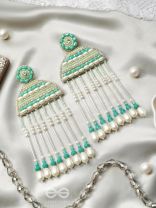 Kamsya- The Beautiful Bell- Swarovski, Pearls and Glass Beads Embroidered Earrings