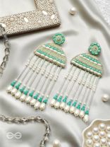 Kamsya- The Beautiful Bell- Swarovski, Pearls and Glass Beads Embroidered Earrings