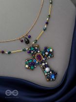Manasmaya- The Spiritual Symbol- Pearls, Stones and Glass Beads Embroidered Necklace
