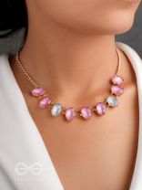 Garland of Wild Roses- Golden Embellished Necklace