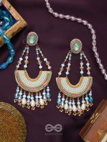 Sinivali- The Beautiful Crescent- Stone and Glass Bead Embroidered Earrings