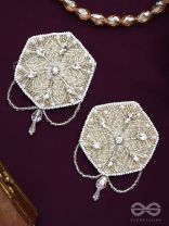 Tuhina- The Pristine Snowflake- Stones and Beads Embroidered Earrings