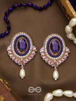 Vilohita- The Purple Elegance- Stones and Pearls Embroidered Earrings