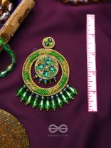 Sauparna- The Elegant Emerald- Stones and Glass Drops Embroidered Earrings