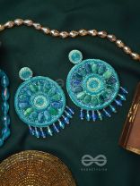 Anushna- The Blue Lotus- Stones and Glass Drops Embroidered Earrings