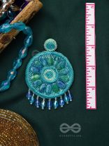 Anushna- The Blue Lotus- Stones and Glass Drops Embroidered Earrings