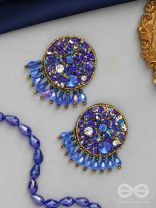 Vineela- The Azure Allure- Stones and Sequins Embroidered Earrings