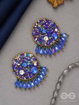 Vineela- The Azure Allure- Stones and Sequins Embroidered Earrings