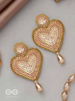 Girika- The Golden Heart- Sequins, Glass Drops & Beads Embroidered Earrings