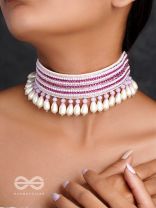Aneeka- The Colorful Lanes- Pearl and Glass Beads Embroidered Choker Necklace