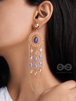 The Sapphire Rain- Golden Embellished Earrings