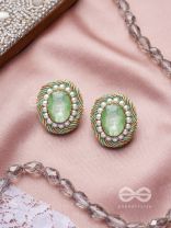 Hariparna- The Green Gem- Pearls and Stones Embroidered Earrings
