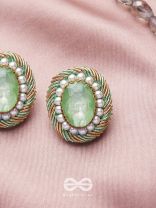 Hariparna- The Green Gem- Pearls and Stones Embroidered Earrings