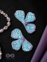 kuvalaya- The Blue Bloom- Stones and Sequins Embroidered Earrings