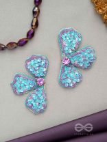 kuvalaya- The Blue Bloom- Stones and Sequins Embroidered Earrings