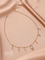 The Crystal Hail- Golden Embellished Necklace
