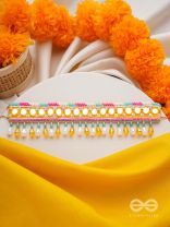 Suvarna- The Golden Stunner- Mirror Lace and Beads Embroidered Choker Necklace