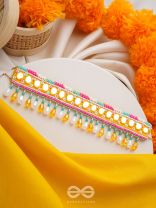 Suvarna- The Golden Stunner- Mirror Lace and Beads Embroidered Choker Necklace