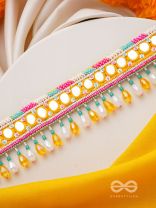 Suvarna- The Golden Stunner- Mirror Lace and Beads Embroidered Choker Necklace