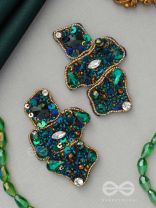 Dhvaanta- The Night Sky- Stone and Sequins Embroidered Earrings