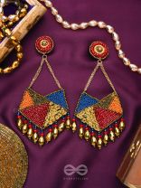Dyuvan- The Colorful Paradise- Resham and Glass Beads Embroidered Earrings