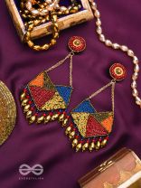 Dyuvan- The Colorful Paradise- Resham and Glass Beads Embroidered Earrings