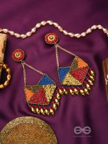 Dyuvan- The Colorful Paradise- Resham and Glass Beads Embroidered Earrings