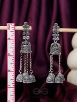 The Temple BellsOxidised Jhumka Earrings